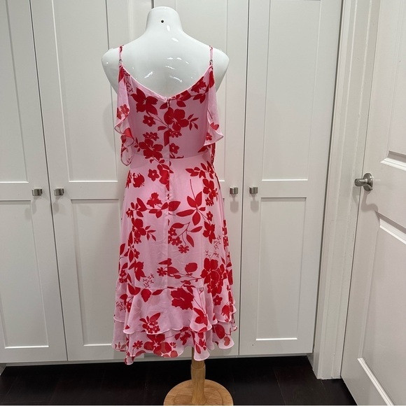 Lulus Valorous Vera Pink Floral Print Midi Dress Size Medium - Picture 10 of 12